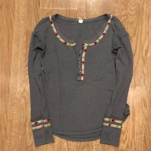 Really cute free people waffle shirt Henley!